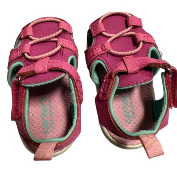 Carters Just One You Baby Sandals Pink Summer Shoes Sz 4 - Picture 2 of 6